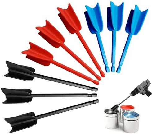 9 Pcs Paint Mixer for Drill, Mixing Paddle Reusable Paint Stirrer Epoxy Resin Paddle Mixer Silicone for 1/4 Drill Attachment Pigment Painting (22cm 16.5cm 12.5cm)