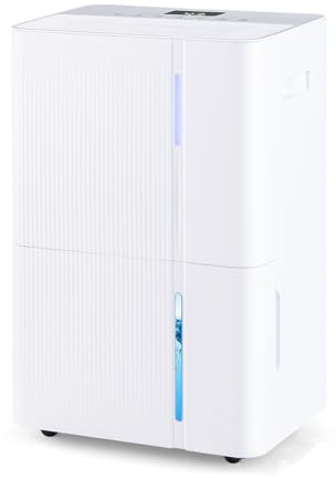 GOPLUS Déshumidificateur d’Air 40L/Jour, Mobile avec Roues, Déshumidificateur Électrique pour Pièce 50 m², Silencieux, 2 Vitesse, 3 Mode, Indicateur Tricolore, Absorbeur d’Humidité, pour Chambre