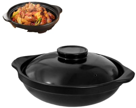 Olla de piedra coreana, olla caliente chisporroteante con tapa, tazón de porcelana de litio, tazón de sopa Dolsot para guiso de arroz, cazuela de fideos