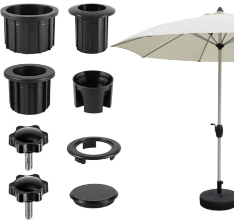 Cryptisg 7 Pièces Adaptateur Pied Parasol Anneau, 32, 38, 48mm, Robuste et Durable Adaptateur Pied Parasol, Exquis et Magnifique Pièces de Rechange pour Pieds de Parasols, pour Table de Terrasse