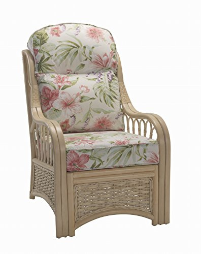Desser Vale Armchair in Blossom Fabric – Luxury Real Cane Rattan Indoor Conservatory Furniture with UK Manufactured Cushions – Chair Dimensions: H100cm x W65cm x D87cm