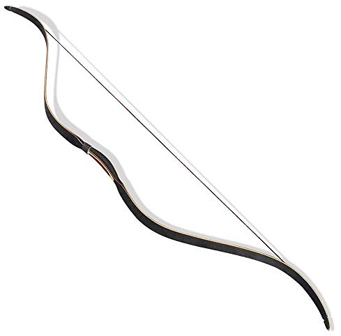 SHARROW Bogenschießen Traditioneller Recurve Bogen Langbogen Handgefertigter Mongolischer Pferdebogen Jagdbogen Erwachsene Sportbogen 20-35lbs Schwarz Weiß (Schwarz, 30lbs)