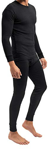 MT Ensemble de sous-vêtements de ski et thermiques légers pour homme - Sous-vêtements d'hiver longs - Maillot de corps et caleçon, Noir , L