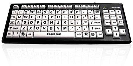 Accuratus Monster 2 FRENCH - USB High Contrast Vision Impairment Keyboard with Extra Large French Layout AZERTY Keys & 2 Port USB Hub