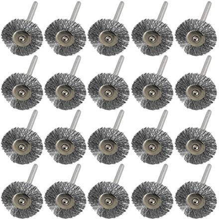 QSCTYG Brosse Metallique pour Perceuse 20pcs 22mm Fil d'acier Roue Set Brosse for polir Le métal 3.0mm Shank Brosse rotative for Outil Rotatif 881 (Color : 20pcs Steel)