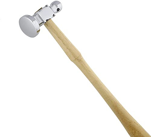 The Beadsmith Marteau de chasse double face Manche en bois de 29 cm Tête en acier de 5,7 cm avec une tête à bille de 14 mm et une face bombée de 25 mm Outil de menuiserie utilisé pour ajouter