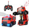 Hodlvant Fire Truck Car Transforming Robot Car Fire Rescue Toy RC Truck Transport Car for Age 4-12, Toy Fire Engine Remote Control Play Vehicle for Kid Boys Xmas Birthday Easter Gift