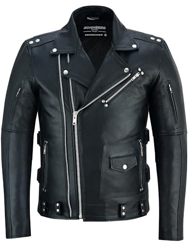 Bohmberg Herren Lederjacke KYOTO aus Rindsleder - Motorrad Jacke im Klassischen Biker Look Schwarz für Stil Schutz und Langlebigkeit