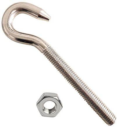 Generisch M10 Hakenschrauben aus 304 Edelstahl Schraubhaken Bolzen mit Ringhaken und Mutter für Innen- und Außenbereich zum Aufhängen von Zubehör, 5 Stück