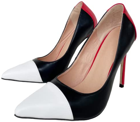 Frankie Hsu Sexy donna unisex rosso stiletto tacco alto, bianco nero moda slip on shoe, grandi dimensioni designer spike pompe per donne uomini, bianco, 40.5 EU