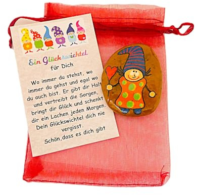 Andys Steinwelt® Wichtel Glücksstein für Prüfung mit Namen personalisiert | Glückswichtel personalisierbar, Handschmeichler aus Naturstein, Geschenkkarte, Glücksbringer für Kinder im Geschenkset