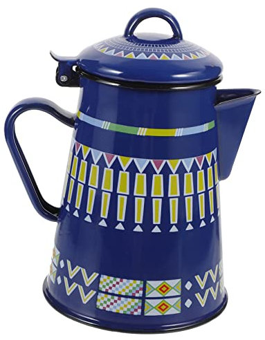 Levemolo Enamel Coffee Pot 1.2l Handheld Water Heating Kettle Blue Sky Pattern Practical Tea Kettle for Home and Travel