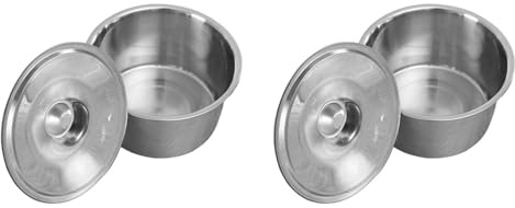 BESTonZON 2 Pièces Bols En Acier Inoxydable Pour Mélanger Avec Couvercle - Bac Inox Pour Assaisonnement Cuisine