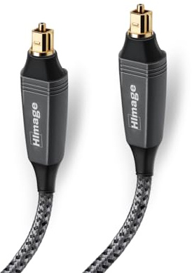 HImage cavo Toslink ottico maschio maschio, connettori dorati 24K, rivestito in tessuto, alta qualità audio, scocca in alluminio, 1.5m di lunghezza