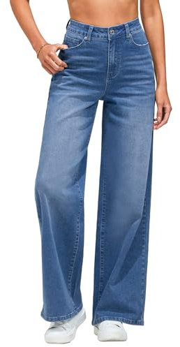 Vetinee Women's Baggy Jeans Wide Leg High Waisted Stretch Jeans