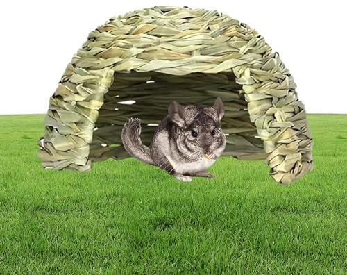 Haustier-Strohhaus – Grashaus für Kaninchen, Meerschweinchenversteck, Klappbetten, Kleintierversteck Bett, Lebensraumdekoration, Heubett, Spielhaus für Chinchillas, Hamster