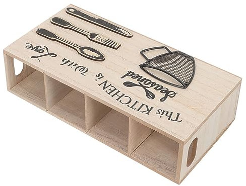 COLLBATH Étui à Ustensiles De Ménage Multifonctions en Bois 30x15x8 Cm, Organiseur De Couverts Délicats, Porte-ustensiles De Comptoir pour Centres De Table De Mariage Et Accessoire Maison
