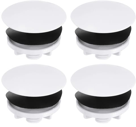 sourcing map 4 Pcs Kitchen Sink Hole Cover, 2 Inch Faucet Hole Cover Plastic Tap Hole Plate Stopper for Top Holes Kitchen Bathroom Sink Accessories, White