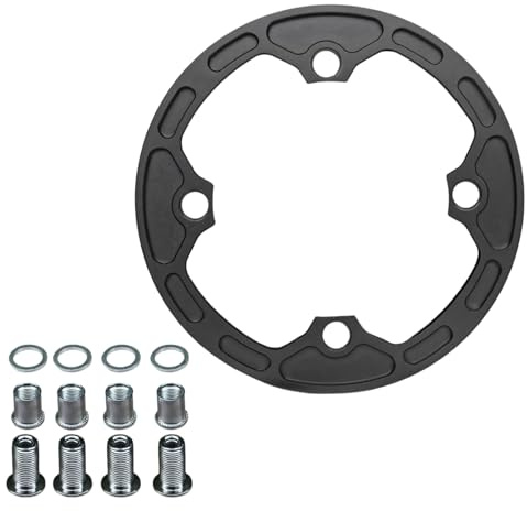 yeeplant Leichter schwarzer Kettenführungs-Bashguard für 30T-34T Kurbelgarnituren, 104 Bcd, Aluminium, Kettenblattschutz mit 4 Schrauben und Abstandshaltern