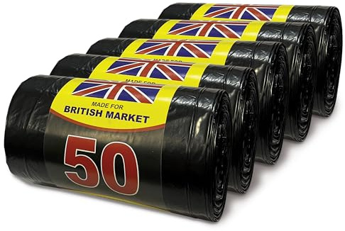 G4GOODS® 5 Rolls of 250 Bin Bags Everyday 80L Waste Bags 35 Micron/140 Gauge 50 Bags Per Roll Tear-Resistant Black Garden Sacks for Household Office Caterer Use (15x29x33)