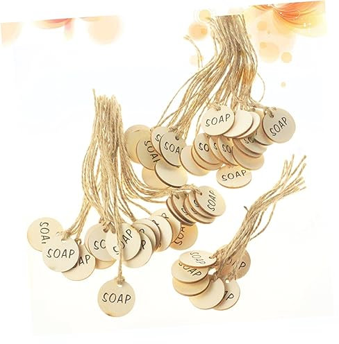 NUOBESTY 50 Stücke Holz Wein Flasche Decor Tags Plaque Runde Form Brief Handwerk für Küche Decor