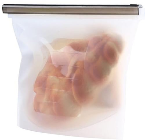 Bolsas de silicona transparente para alimentos, 1500 ml, bolsas de silicona herméticamente selladas, bolsas de cuarto de galón reutilizables a prueba de fugas, para marinar carne, frutas, aperitivos,