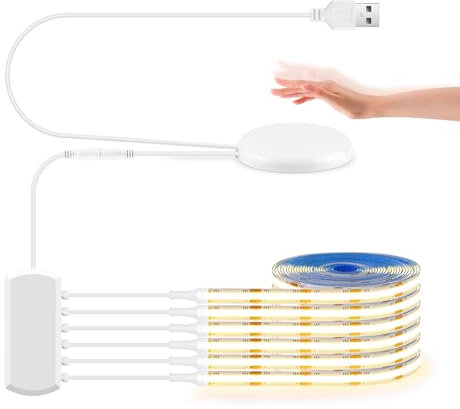 LRGBST 6 Pcs 1M COB LED Streifen Set, 5V USB Warmweiß COB LED Strip with Berühren und Hand Sweep Dimmer Schalten Für Schrank Vitrine Beleuchtung
