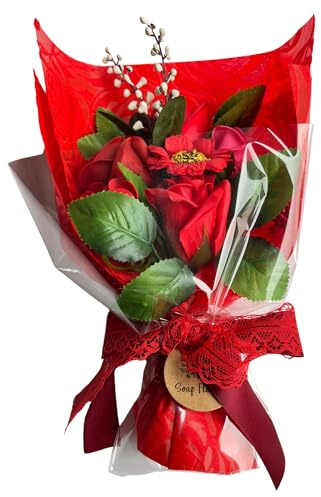 Red Boxed Hand Soap Flower Red Soap Flowers for Birthdays - Gift Ideas for Women - Mothers Day & Valentine's Day Bouquets for Her