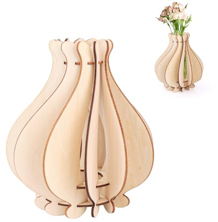 Vase en Bois pour Fleurs Lego, Présentoir en Forme de Puzzle en Bois pour Roses Lego Tournesols Jonquilles Lotus Tulipes Décoration d'Intérieur Cadeau pour Les Amoureux des Fleurs (Style A)
