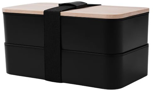 VIFERR Bento Box Adult All-in-1, Lunch Boxes,Black, 1200ML Stackable Lunch Container Japanese Style Lunchbox with Compartments for Work School Travelling Adults and Children