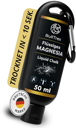 BullTrex Liquid Chalk 50ml + Fingertape - Extra Starke Flüssigkreide für maximalen Grip beim Bouldern, Klettern, Krafttraining, Calisthenics & Pole Dance, Schnell Trocknend, Staubfrei & Langanhaltend