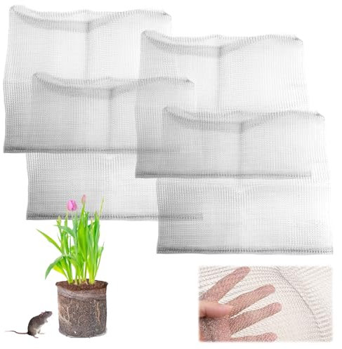 4 Stück Wurzelschutz aus Edelstahl, 45×40cm Gartenpflanzen Netzbeutel aus Metall, Wühlmauskorb für Obstbäume, Wurzelschutz Edelstahl Drahtkorb,für Gemüse Obstbaum Blumen Gegen Mäuse Wurzelverbiss