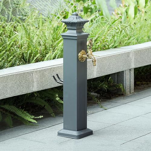Water Column Garden Faucet Outdoor Water Column With Faucet, Courtyard Faucet Post, Decorative Fountain With Faucet Retro Water Column For Garden Farm Pasture Backyard Irrigat,One Color,17*17*114cm/7