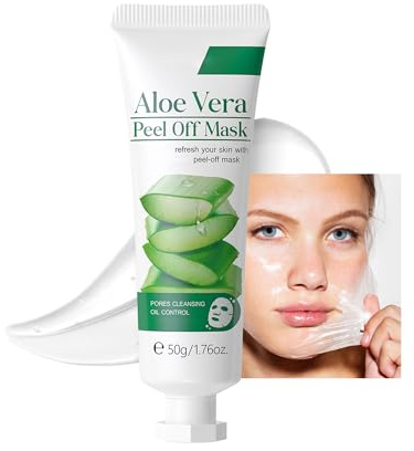 MIESCHER Aloe Vera Gel Peel Off Mask, Face Gel - Natural Hydrating Aloe Vera Peel-Off Mask Long-lasting Moisturizing & Locks in Moisture for Dry, Oily & Sensitive Skin, 1.76Oz