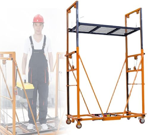 Andamio eléctrico, andamio plegable con control remoto, construcción de acero grueso, capacidad de 1100 libras, altura máxima de elevación de 2 a 5 m, ideal para fábricas y obras de construcción