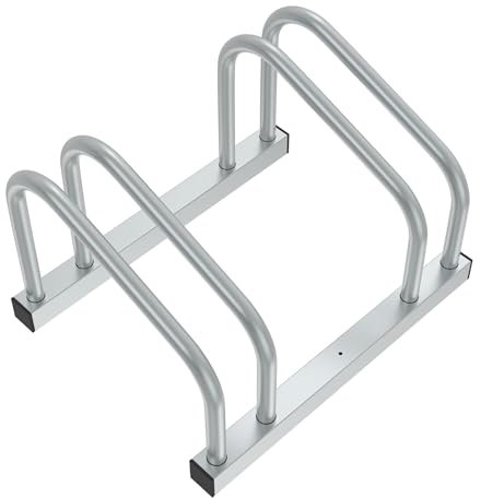 SUBTLETY Fahrradständer für 2 Fahrräder Verzinkt Stahl Fahrradhalter für 30-65mm Reifenbreite Boden- & Wandmontage Radständer Wetterfester Rennrad Ständer für Garage, Garten & Hof (Silber)