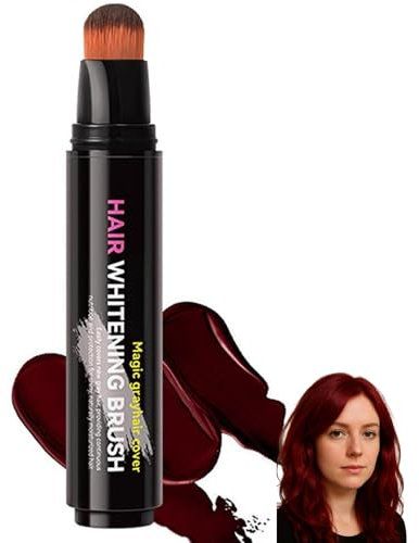 Hair Root Touch Up Stick & Brush – Temporary Hair Dye Pen for Grey Coverage, Natural-Looking Root & Beard Touch Up, Easy to Use, Travel-Friendly, for Men & Women (wine red)