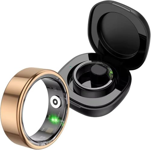 AngLink Smart Ring Pro für Damen und Herren – Gesundheitsring mit Herzfrequenzmesser, Schlafanalyse, Schrittzähler – Fitness Tracker kompatibel mit iOS & Android (Gold,8# 18.1mm)