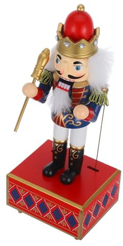 MOLUCKFU Boîte à Musique Nutcracker Décor De Noël Bleu Élégant avec Air Figurine Casse-Noisette Portable Et Décorative pour Bureau Et Salon Cadeau De Fête Original