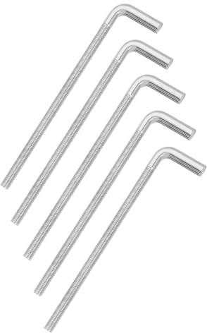sourcing map Lot de 5 vis à boulon à angle droit en forme de L M8 x 150 mm, en acier inoxydable 304 en forme de L, longue vis à courbure carrée