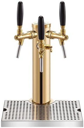NJDQFA Kit Colonne à Bière Robinet, Kit Colonne à Robinet de Bière en Acier Inoxydable, avec Plateau d'Égouttage, pour Bar, Hôtel, Cadeau fête des pères, Cadeaux pour Hommes,3 taps + Drip Tray