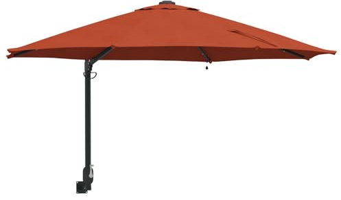 vidaXL Garden Parasol Manual Red and Black 248 x 248 x 148 cm, Garden and Terrace, Round, Modern, UV-Resistant, Water-Resistant, Outdoor Umbrella, Patio Shade Solution, Sun Protection