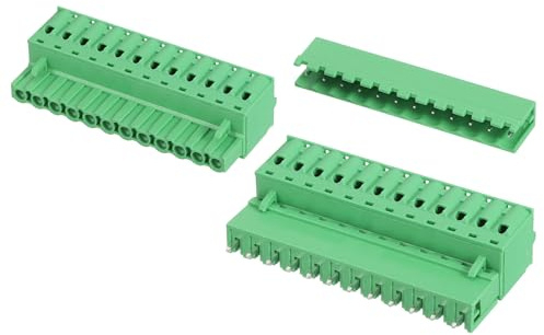 sourcing map 2 set di connettori a 12 pin passo 5,08 mm/0,2 PCB montaggio a vite morsettiera connettori diritti senza saldatura 2EDGKD connettori maschio e femmina per 28-10AWG