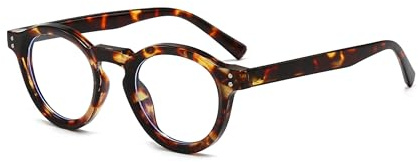 LJCZKA Rund Blaulichtfilter Brille Klein Damen Herren Anti-Müdigkeit | Retro Brille Ohne Stärke Rund für TV Computer Bildschirm