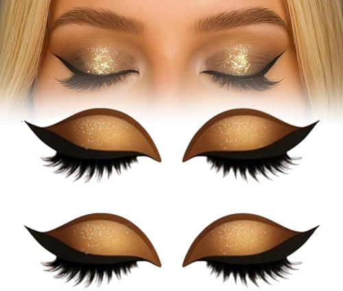 Lazy Eye Shadow Wimpernpatch, Colorful Eyeshadow and Lash Sticker, Reusable Glitzer-Lidschatten-Aufkleber Mit Wimpern, Einfach Aufzutragender Wimpern in Einem, Kein Kleber Nötig (2*brown)