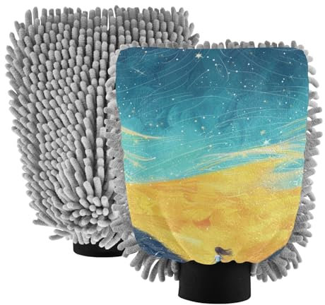 Guanto in microfibra con personaggio con campo di grano per auto guanto da lavaggio antigraffio per auto guanto sicuro pulito