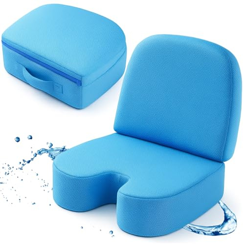 Yerliker 1 Pcs Foldable Hot Tub Booster Seat, Inflatable Adjustable 2 Heights Extra Thick Hot Tub Pillow Bath Seat with Back Support Cushions for Adults Swimming Pool Spa Bathtub Outdoor