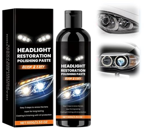 Kit di ripristino per fari auto, pasta lucidante per rimuovere le macchie dei fari, riparazione con rimozione graffi, kit di ripristino dei fari, detergente per auto, camion, moto, camper (1 pezzo)