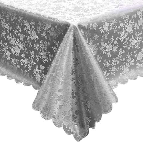LUPATDY bordsduk tvättbar 140 x 180 cm, vaxduk bordsduk utomhus väderbeständig, rektangulär bordsduk hållbar reptålig för matsal, balkong, trädgård, vardagsrum, grå