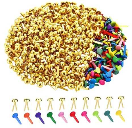 shamjina 300x Paper Fasteners Craft Pins Pushpin Modern,Scrapbooking Brads, Split Pins,for Scrapbook DIY Projects Arts Crafts, Gold and Colorful